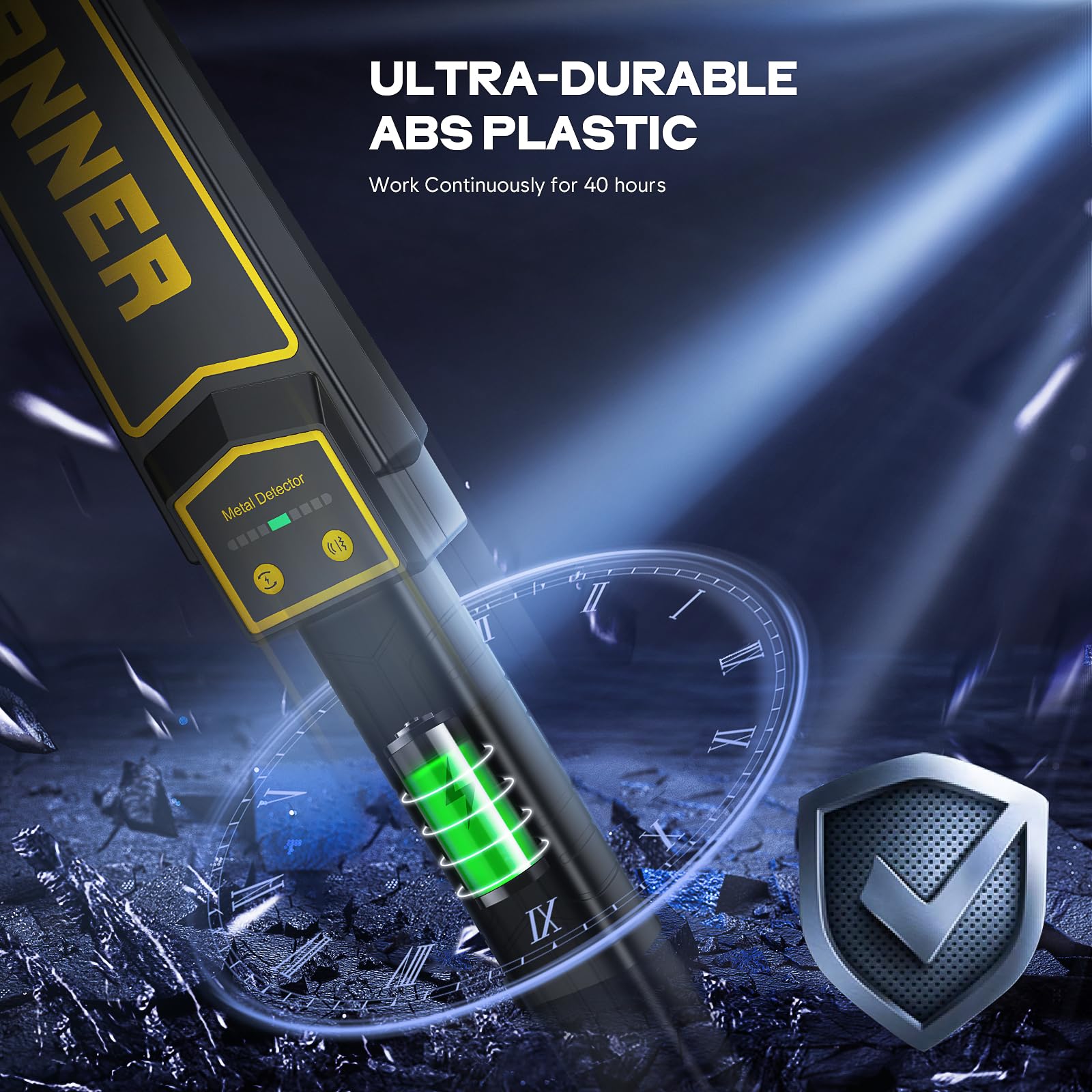 JKUSS wand next to ruler demonstrating portable size and scale benefit