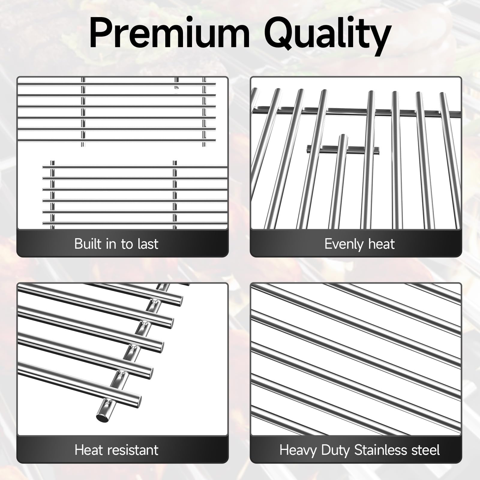 jkxoo grates installed in Char-Broil grill demonstrating secure fit and even cooking