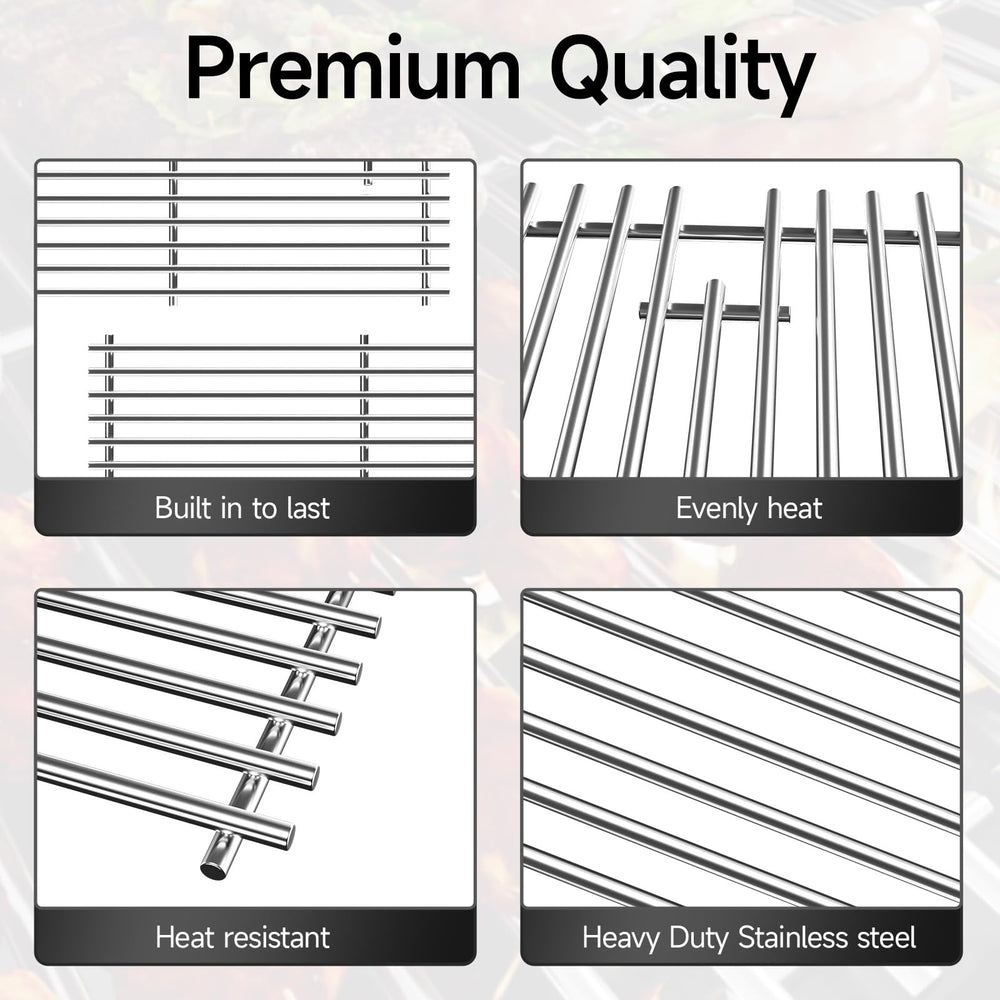 jkxoo grates installed in Char-Broil grill demonstrating secure fit and even cooking