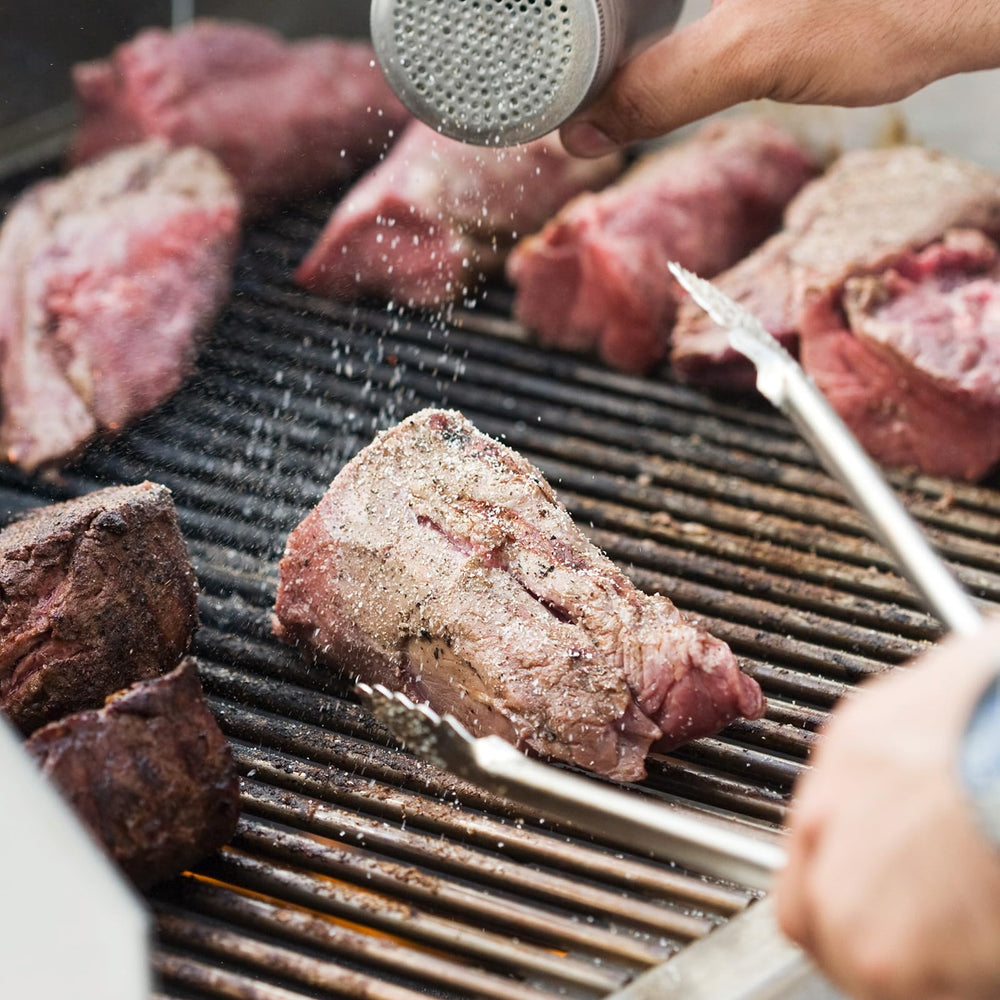 jkxoo grates on a backyard grill at a barbecue showing ready-to-use convenience and portability
