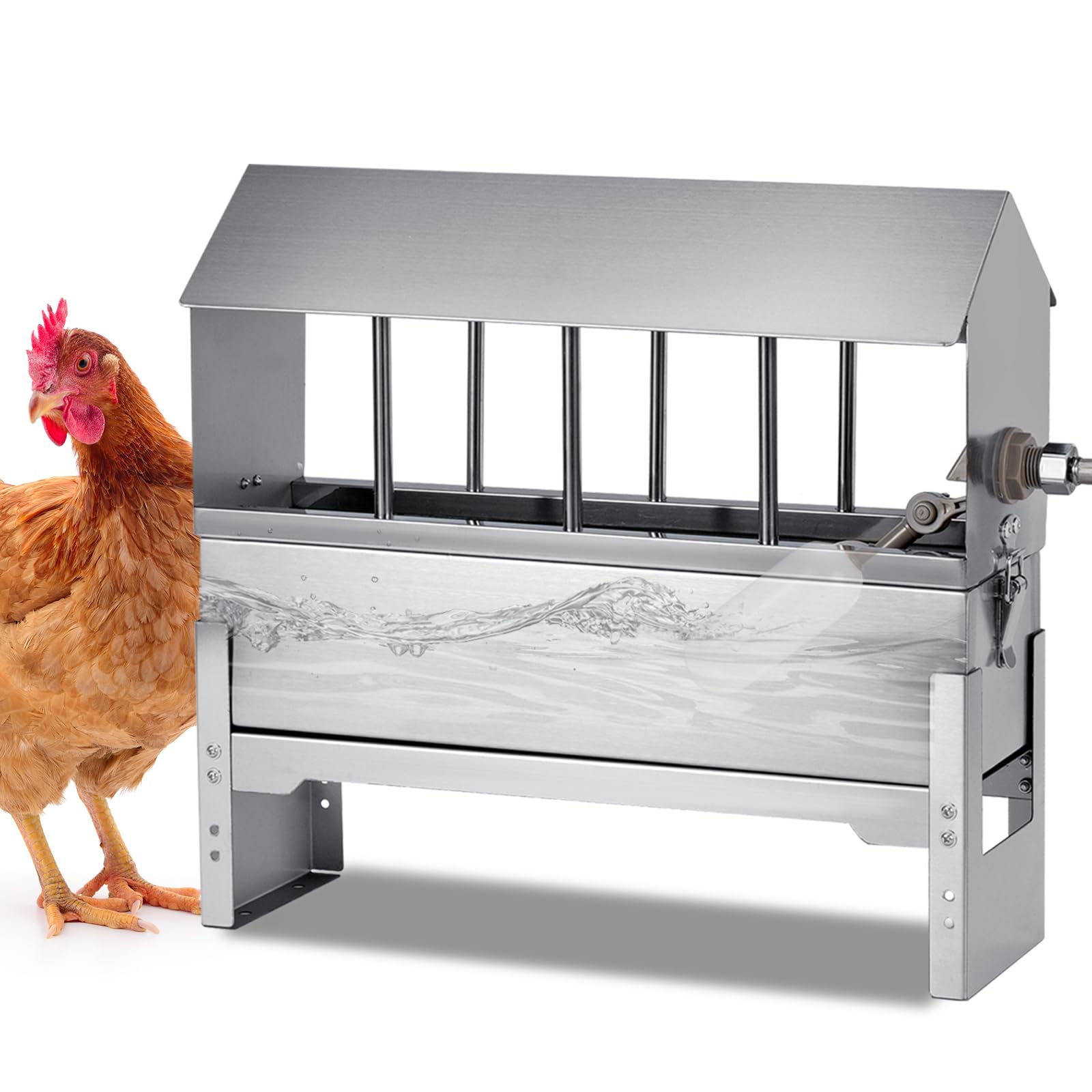 JLUHYANN front view of assembled stainless steel waterer showing capacity benefit