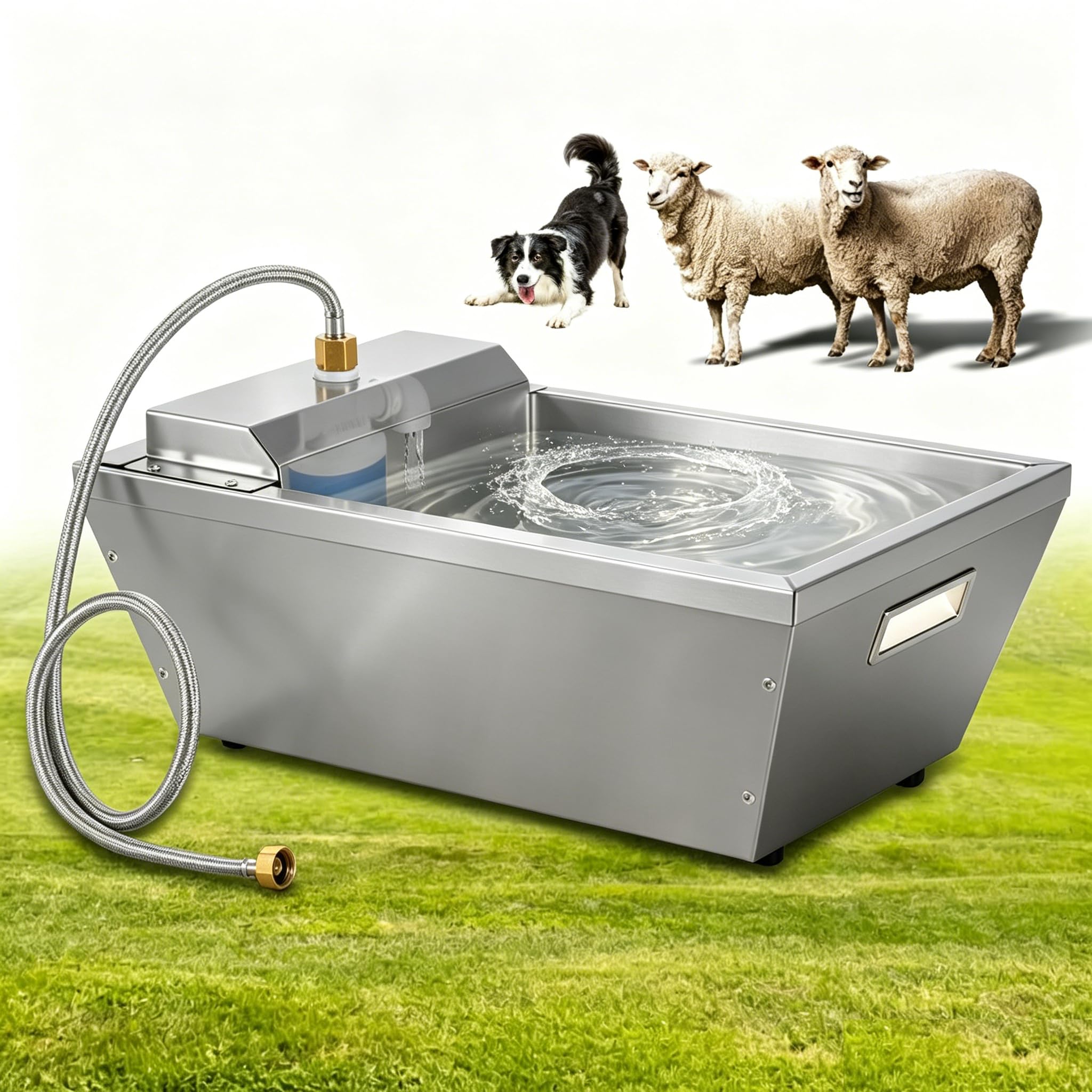 JLUHYANN kennel installation showing hands-free water supply for multiple animals