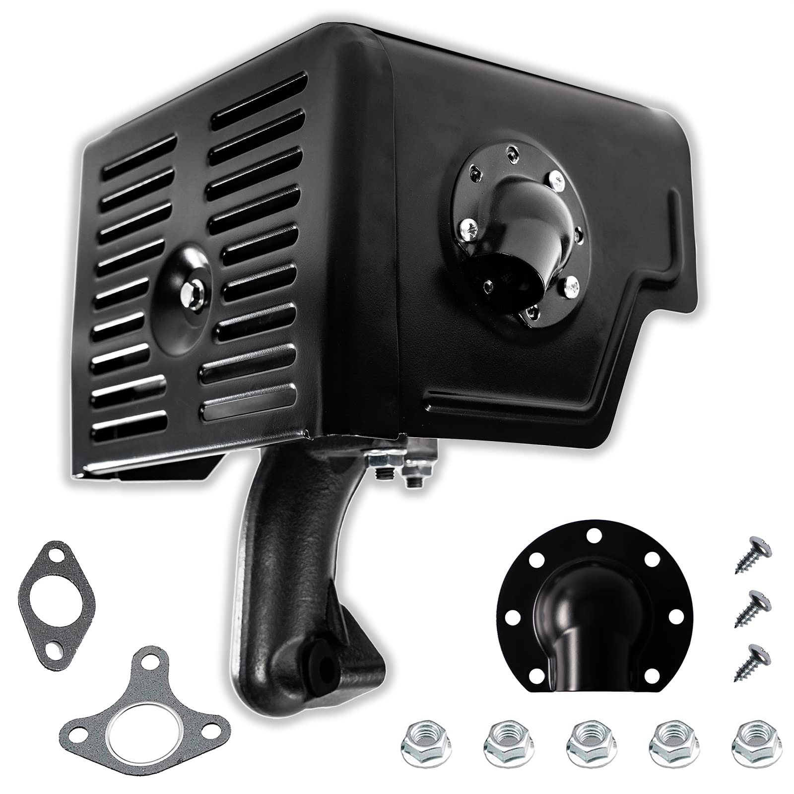 JMCHstore muffler front view showing robust construction and direct fit