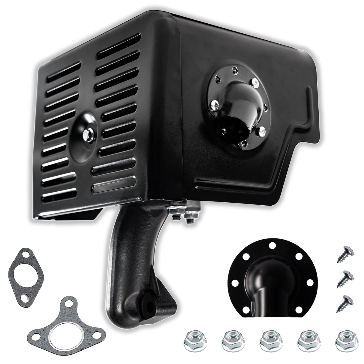 JMCHstore muffler front view showing robust construction and direct fit