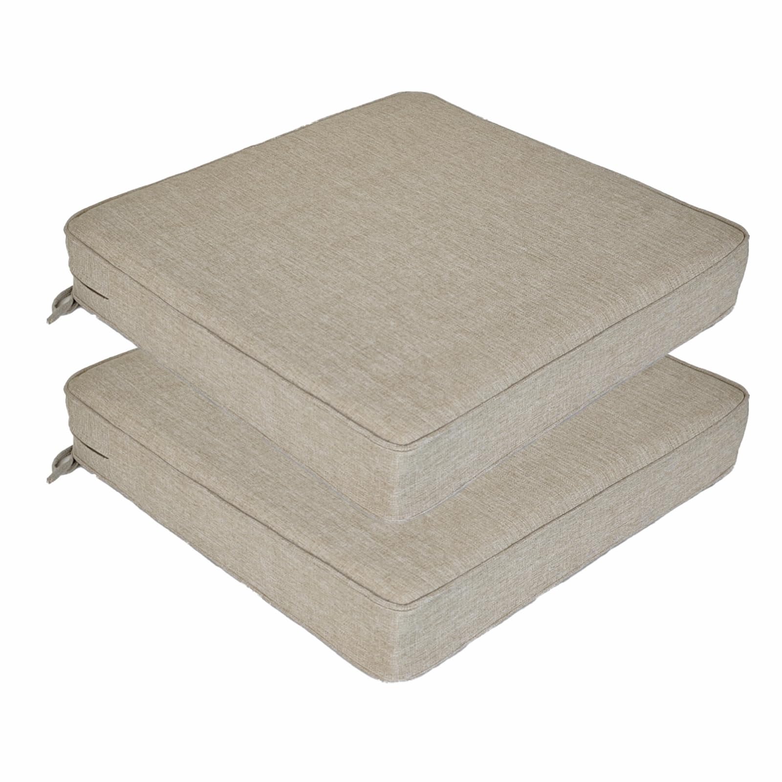JMGBird front view of two packaged seat cushions showing size and design benefit