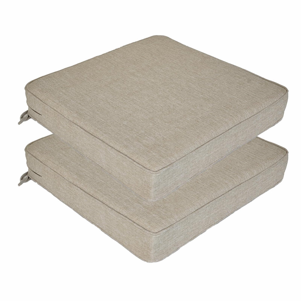 JMGBird front view of two packaged seat cushions showing size and design benefit