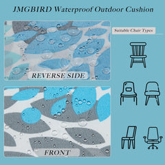 JMGBird cushion on dining chair staged to demonstrate added comfort and color