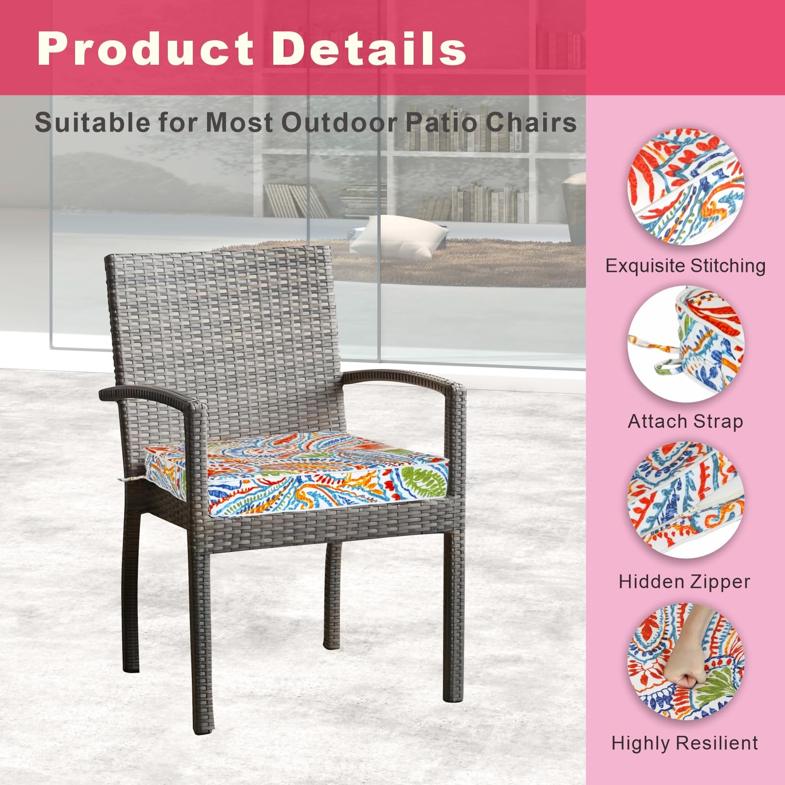 JMGBird paisley on patio dining set showing weather-resistant use and vibrant outdoor styling