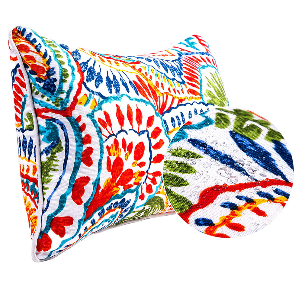JMGBird paisley pillows styled on a patio sofa for refined outdoor decor