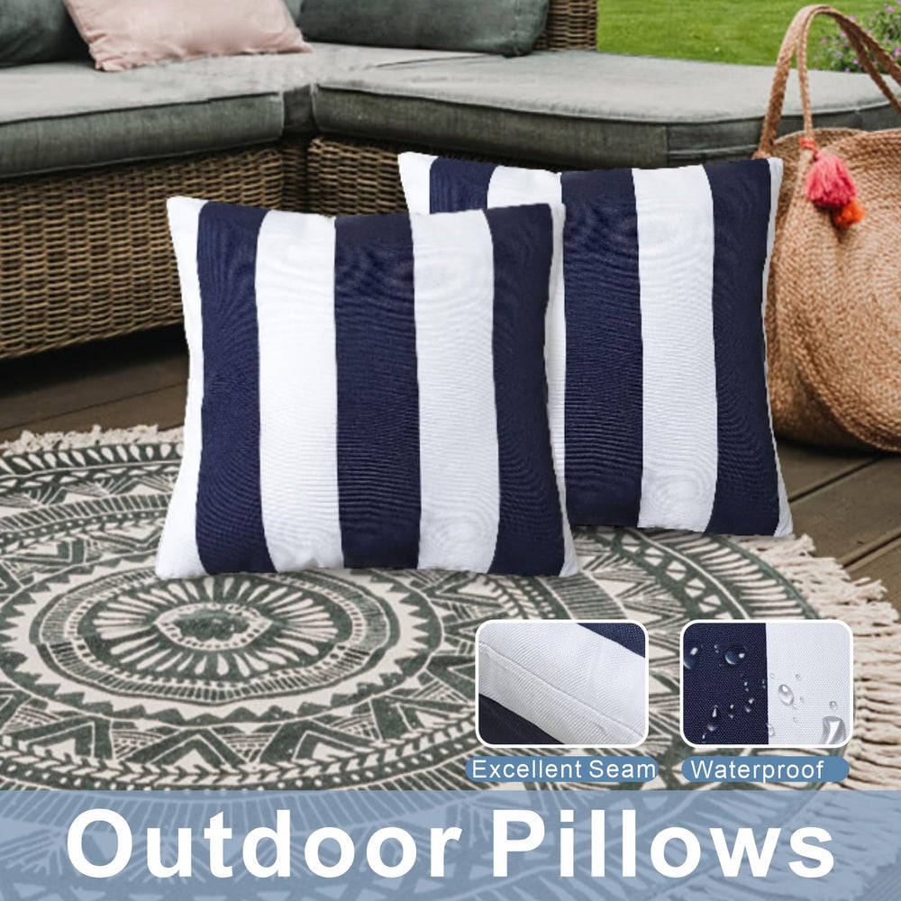 JMGBird pillows on patio table setting illustrating outdoor-ready style