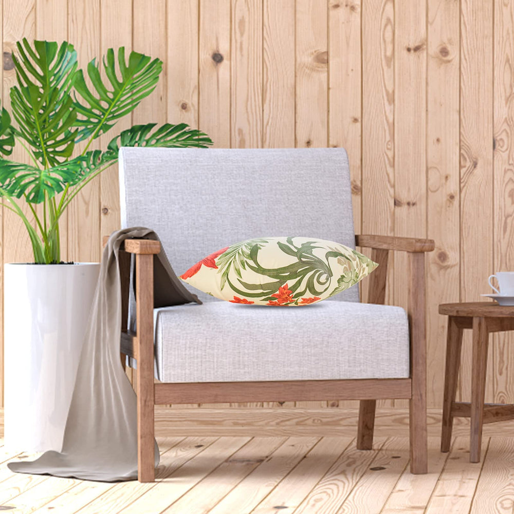 JMGBird pillows next to chair to show 18x18 inch scale and fit on furniture