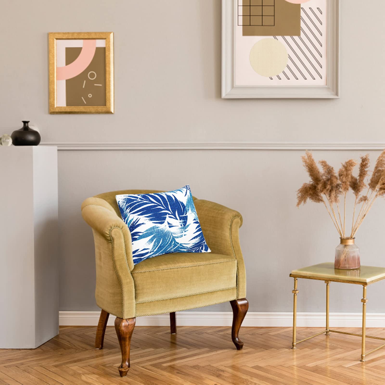 JMGBird pillow on chair to show 18x18 inch scale and fit benefit