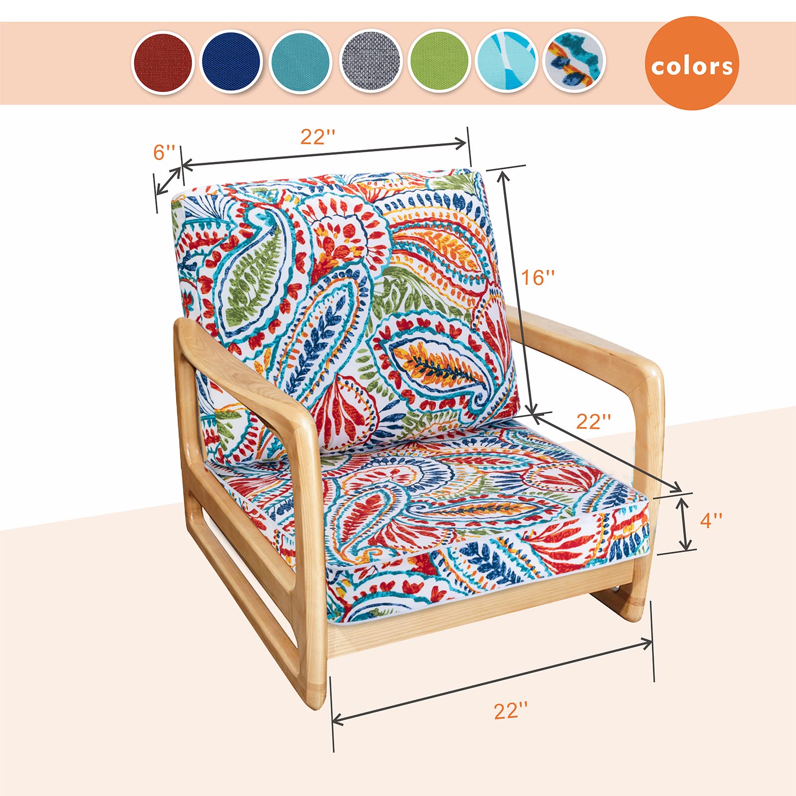 JMGBird cushion tied securely to patio chair providing stable seating