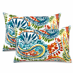 JMKaixin front view of two lumbar pillows showing pattern and color vibrancy