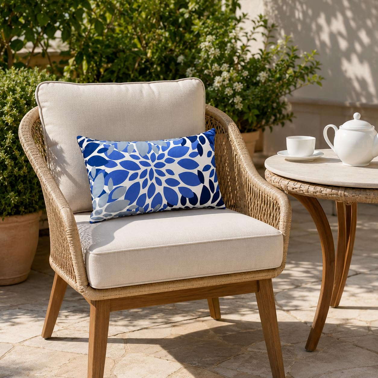 JMKaixin lifestyle patio shot with person relaxing, showcasing vibrant durability