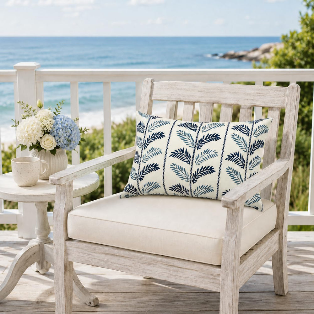JMKaixin pillow on outdoor sofa illustrating weather-resistant comfort