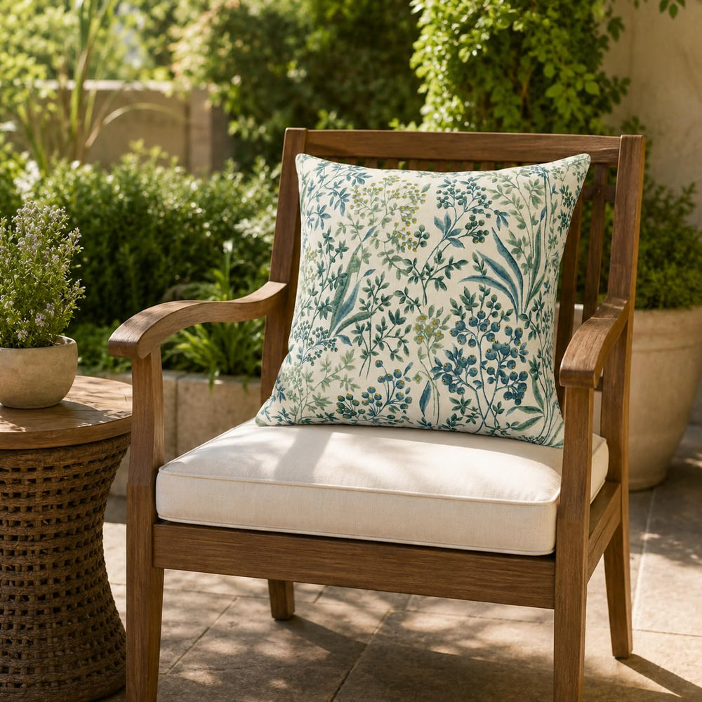 JMKaixin pillows styled on a patio sofa adding comfortable visual appeal
