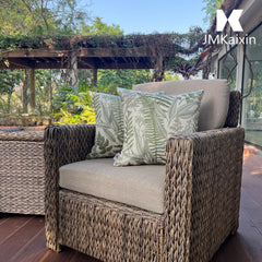 JMKaixin water beading on pillow cover demonstrating spill resistance and easy cleaning