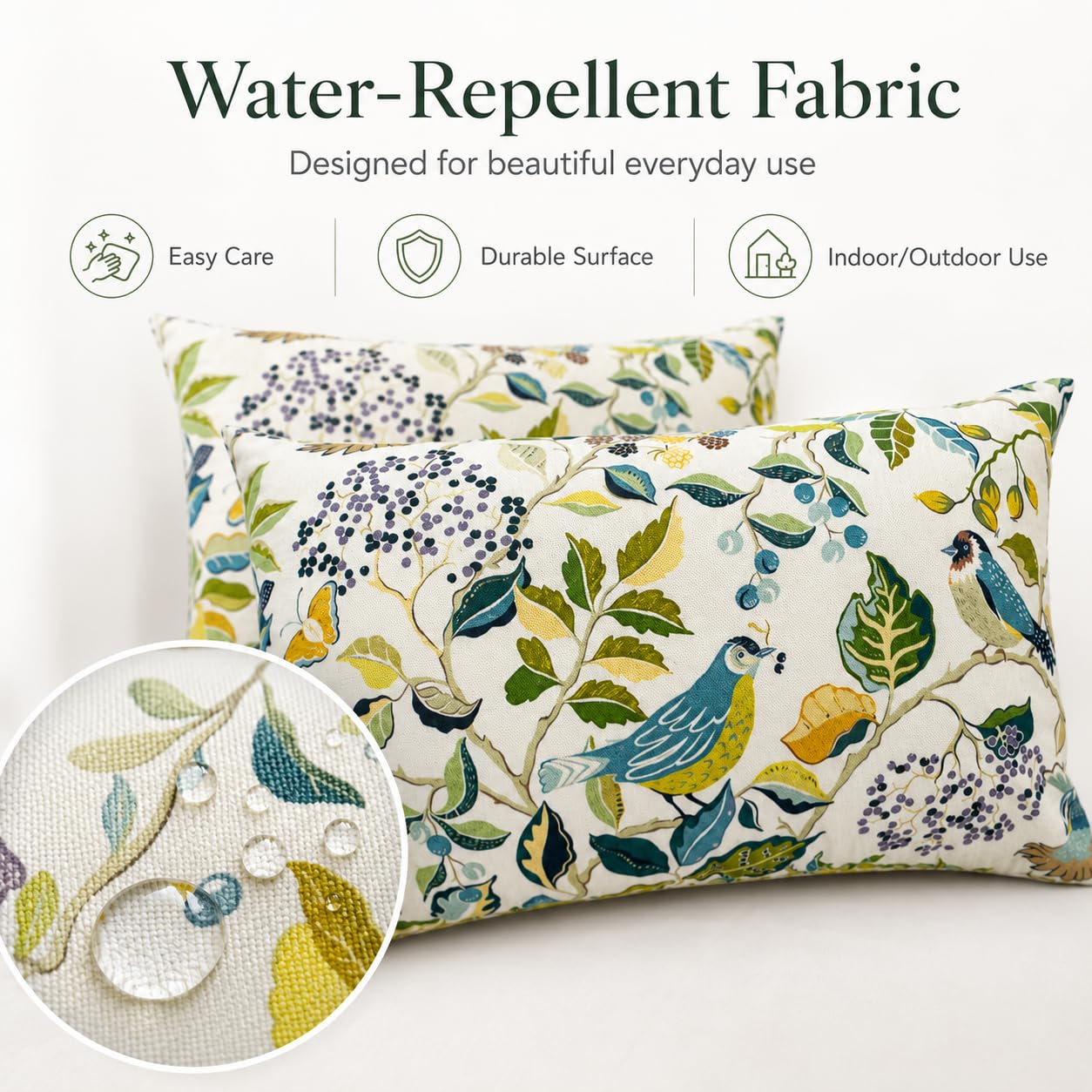 JMKaixin pillow with water droplets demonstrating waterproof protection benefit