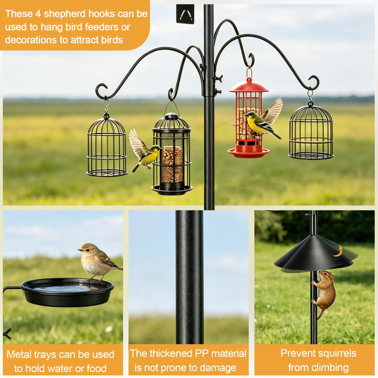 Jmlwlzx adjustable shepherd hooks holding multiple hanging feeders