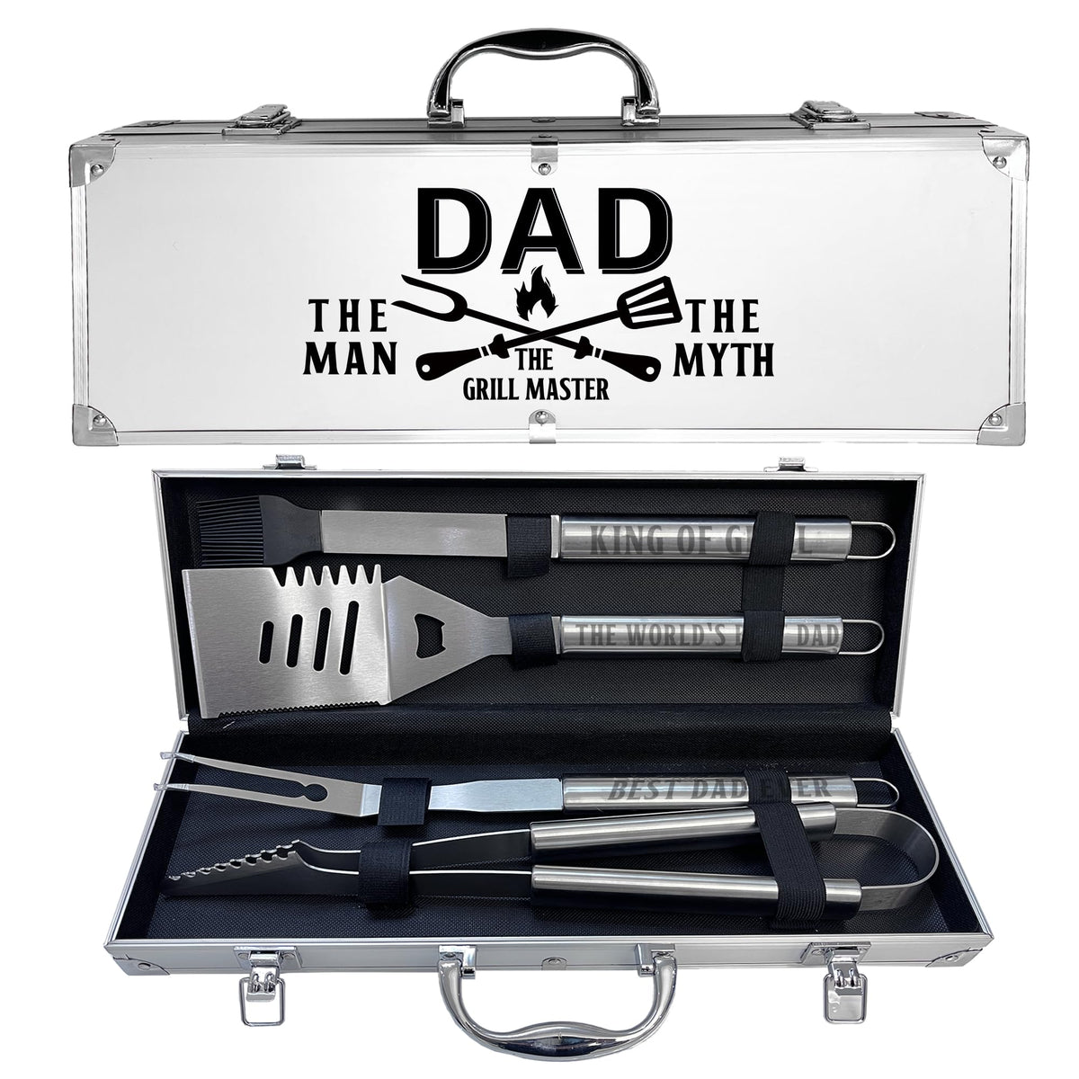 JNDJE front packaging showing the full grilling kit and protective case benefit