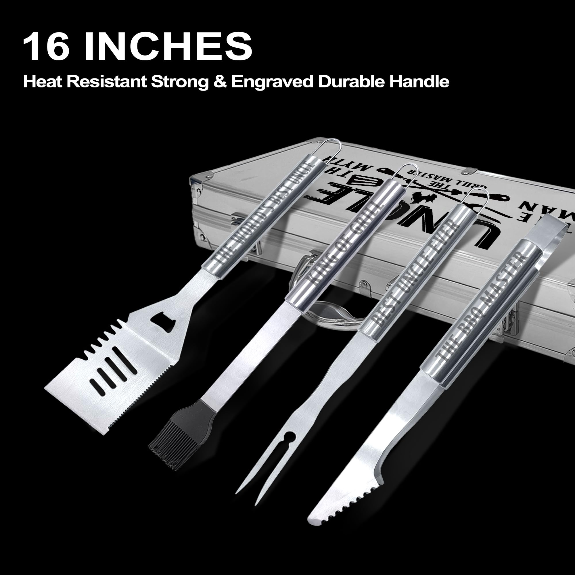 JNDJE tongs and fork gripping steak showing secure control at grill