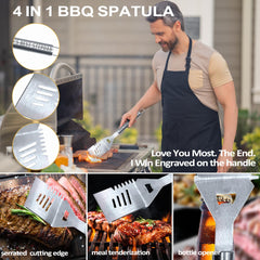 JNDJE grilling tools in use at backyard barbecue showing practical performance