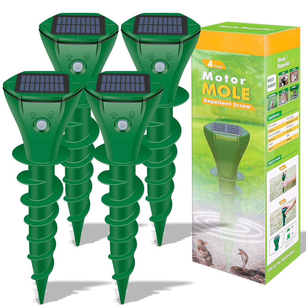JNKNT front view of four solar repellent stakes showing compact design and easy setup