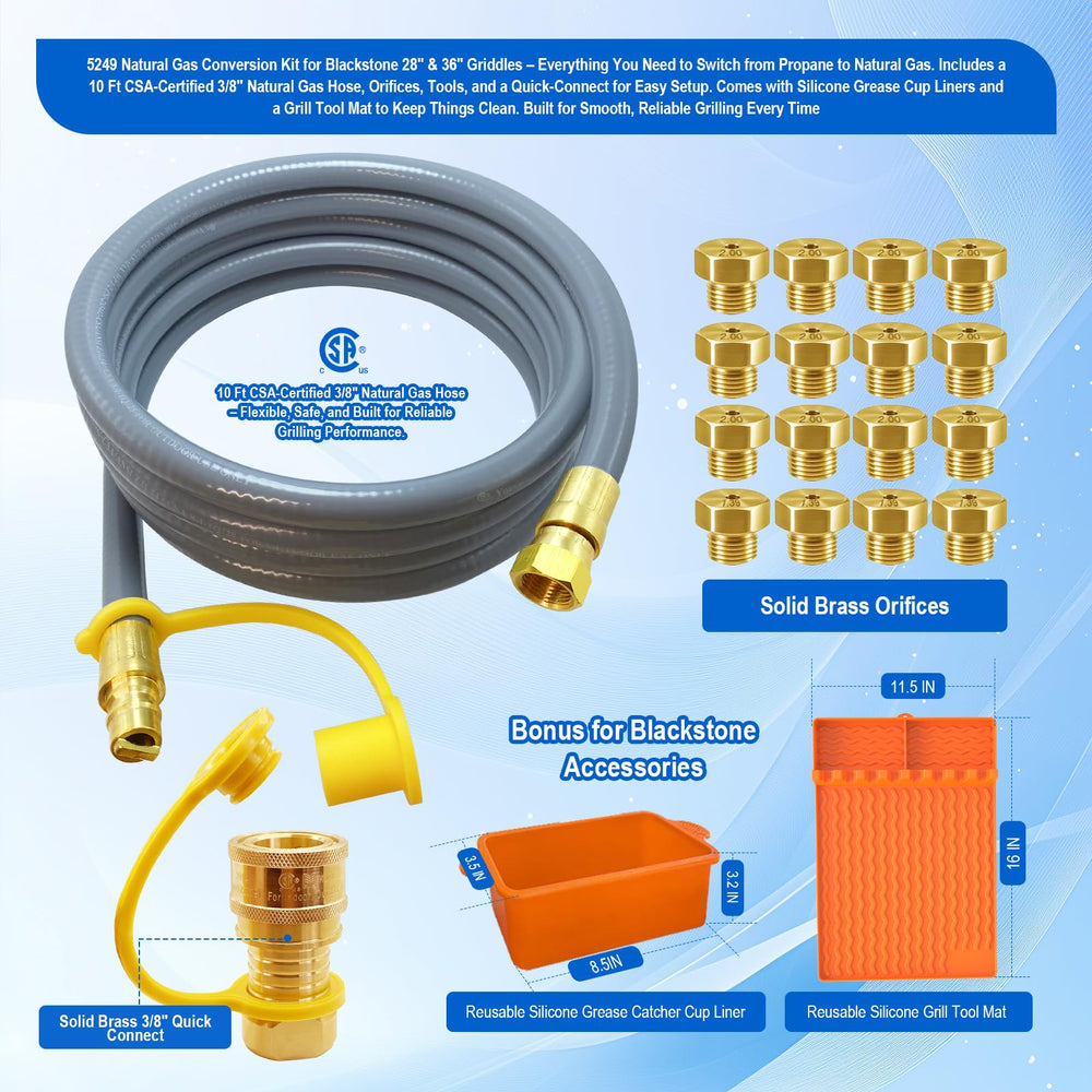 JNWYXIE 10 ft CSA-certified natural gas hose close-up, durable and weather-resistant