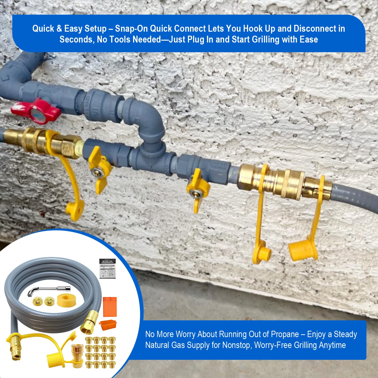 JNWYXIE installation tools and gas-rated Teflon tape arranged for easy setup