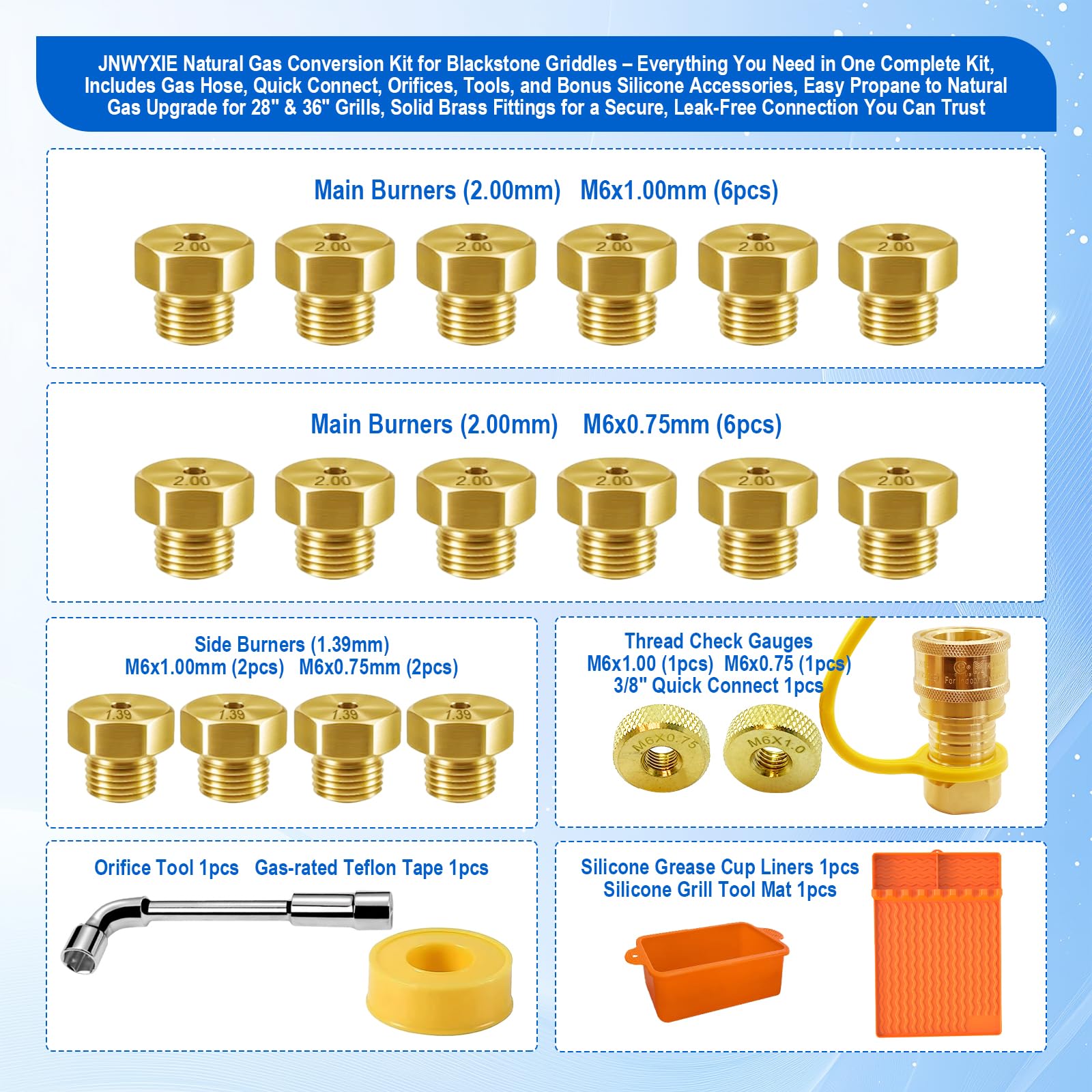 JNWYXIE kit next to ruler showing hose length and fitting scale for compatibility