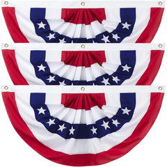 JNYVE front view of 3x6 ft bunting showing patriotic flair and clear visibility