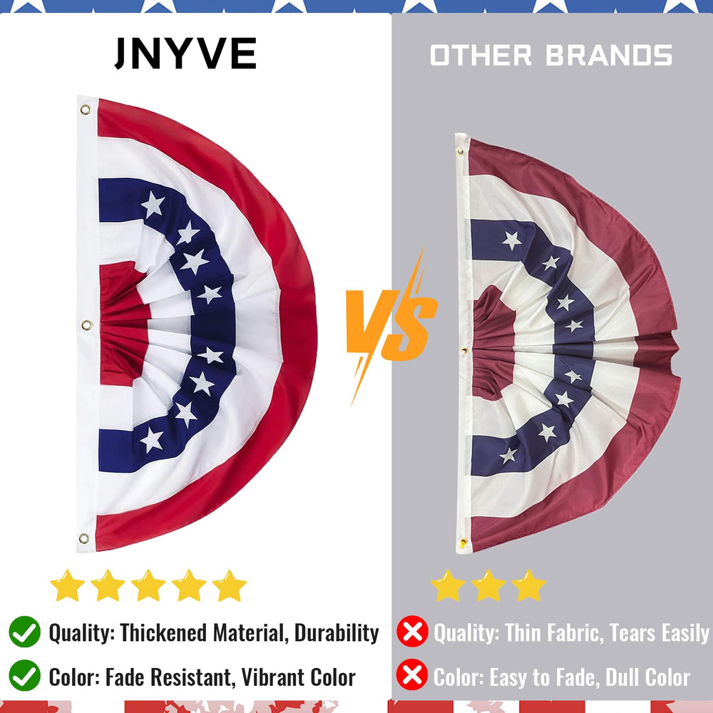 JNYVE bunting hung on a porch enhancing curb appeal for patriotic events