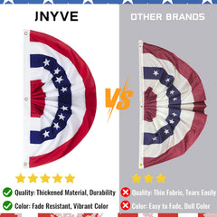 JNYVE bunting hung on a porch enhancing curb appeal for patriotic events