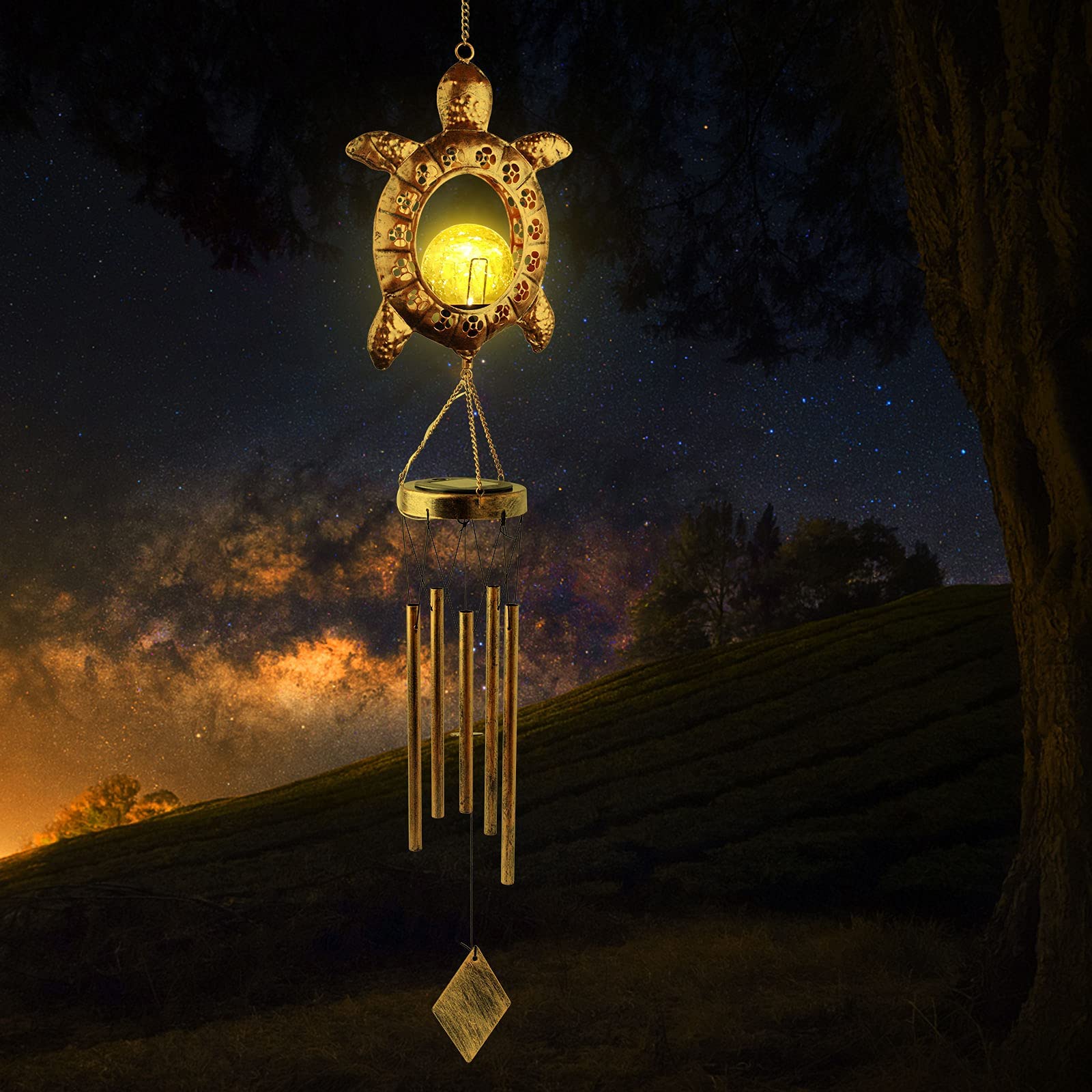 JOBOSI windchime hanging in garden lifestyle adding charm and ambient lighting