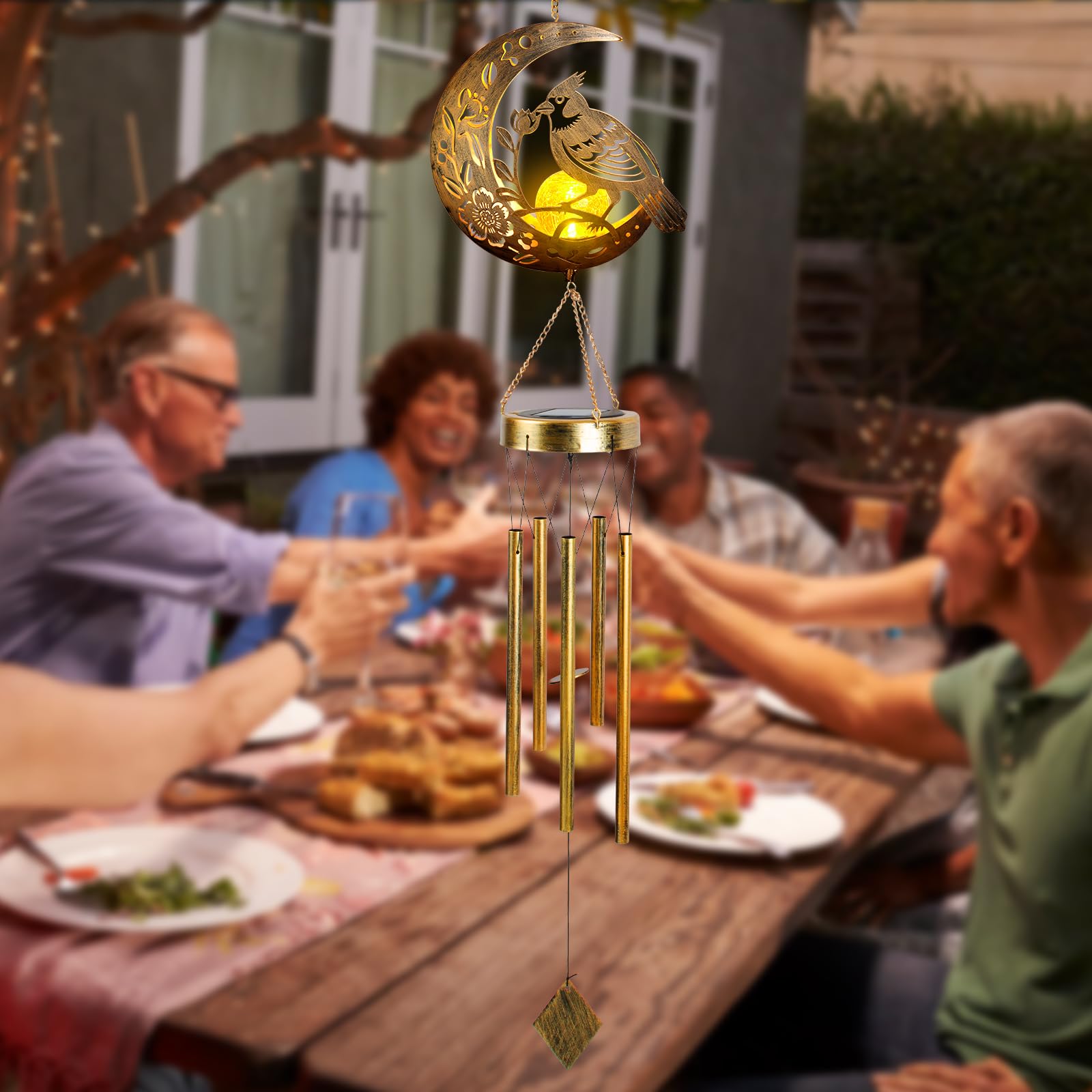 JOBOSI wind chime hanging in daylight showing weatherproof build and outdoor charm
