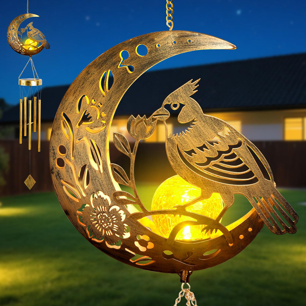JOBOSI Rosefinch front view showing vermilion bird and moon motifs, enhancing garden style