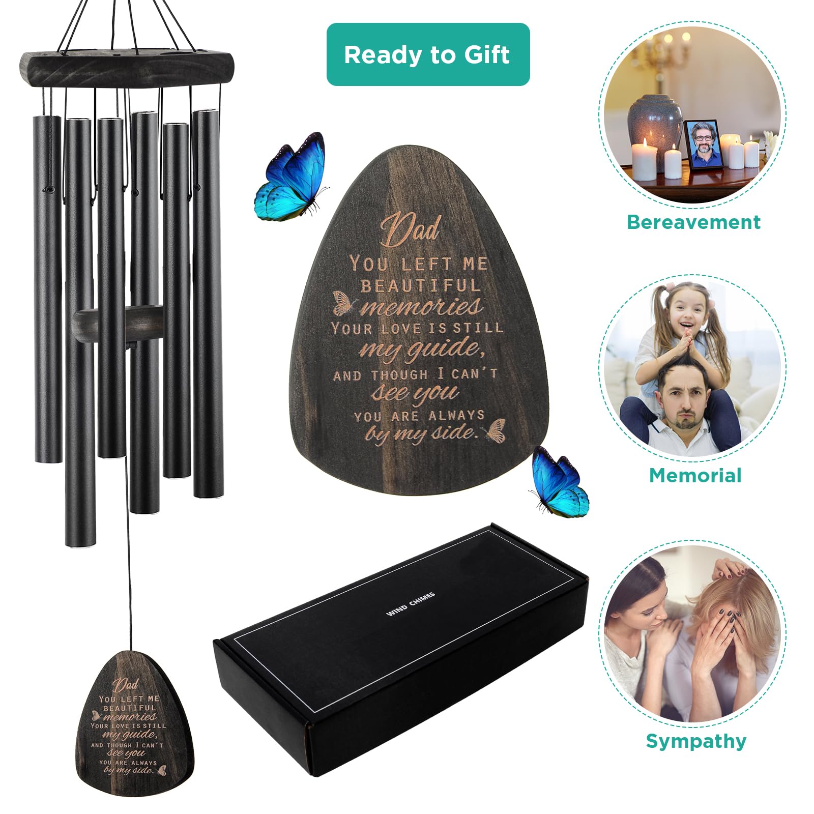 JOBOSI sympathy greeting card displayed with chime for meaningful condolence benefit