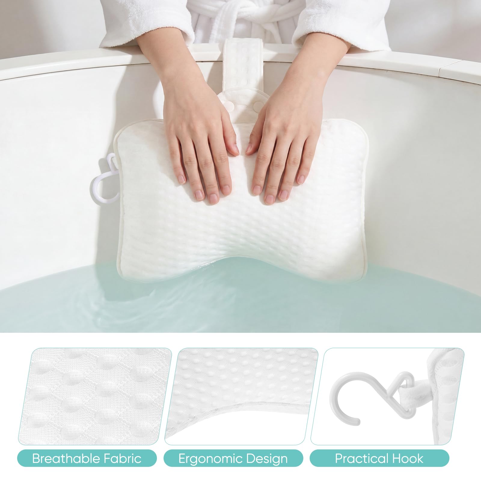 Joe & JoseRin removable weighted pouch detail that stabilizes pillow in water
