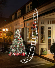 Joedoes front packaging showing ladder lights and Santa, easy setup benefit