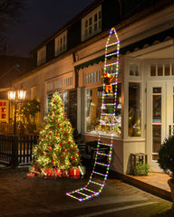 Joedoes ladder lights hung on porch eaves adding vertical holiday glow