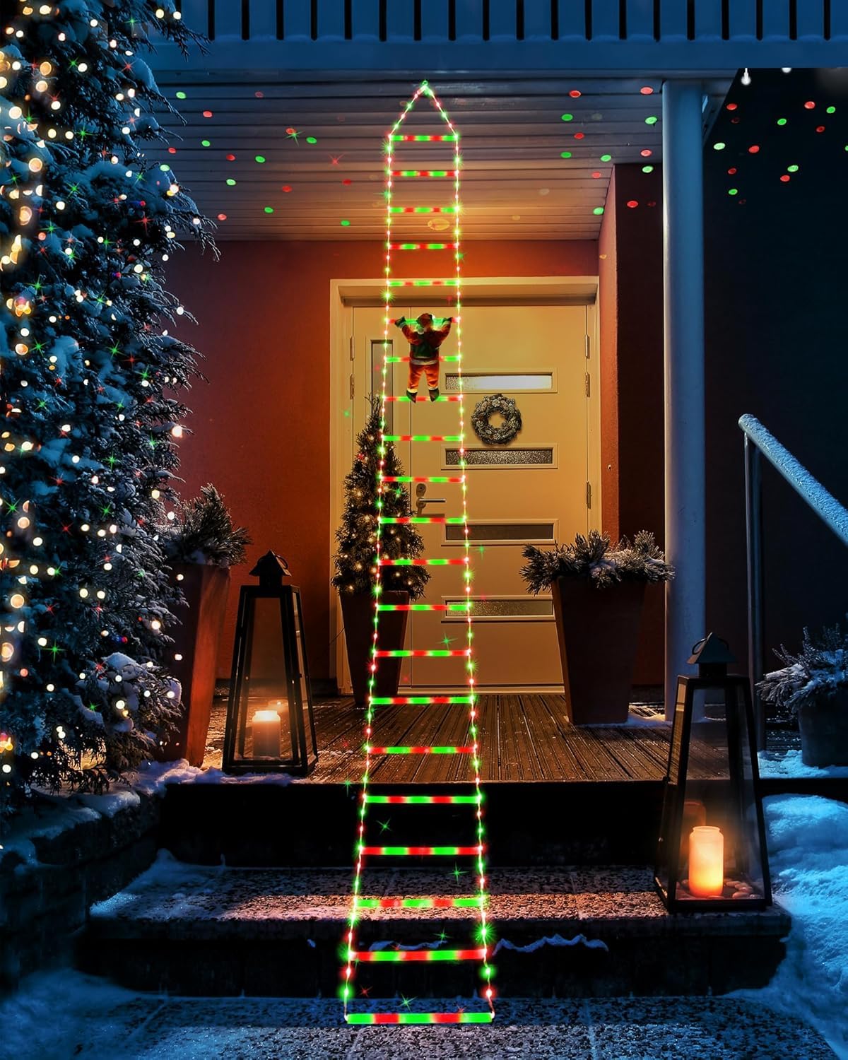 Joedoes nighttime yard display showcasing festive glow and curb appeal benefit
