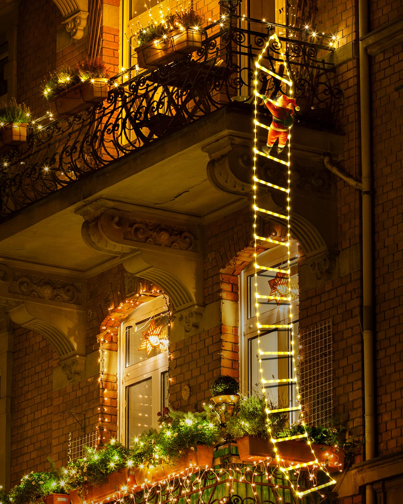 Joedoes window display at night demonstrating cozy indoor holiday lighting