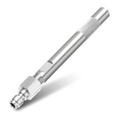 JOEJET front view of shooter tip showing compact quick-connect and polished body for easy attachment