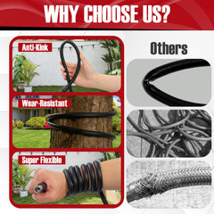 JOEJET 32ft pressure washer hose laid out showing long reach and kink resistance