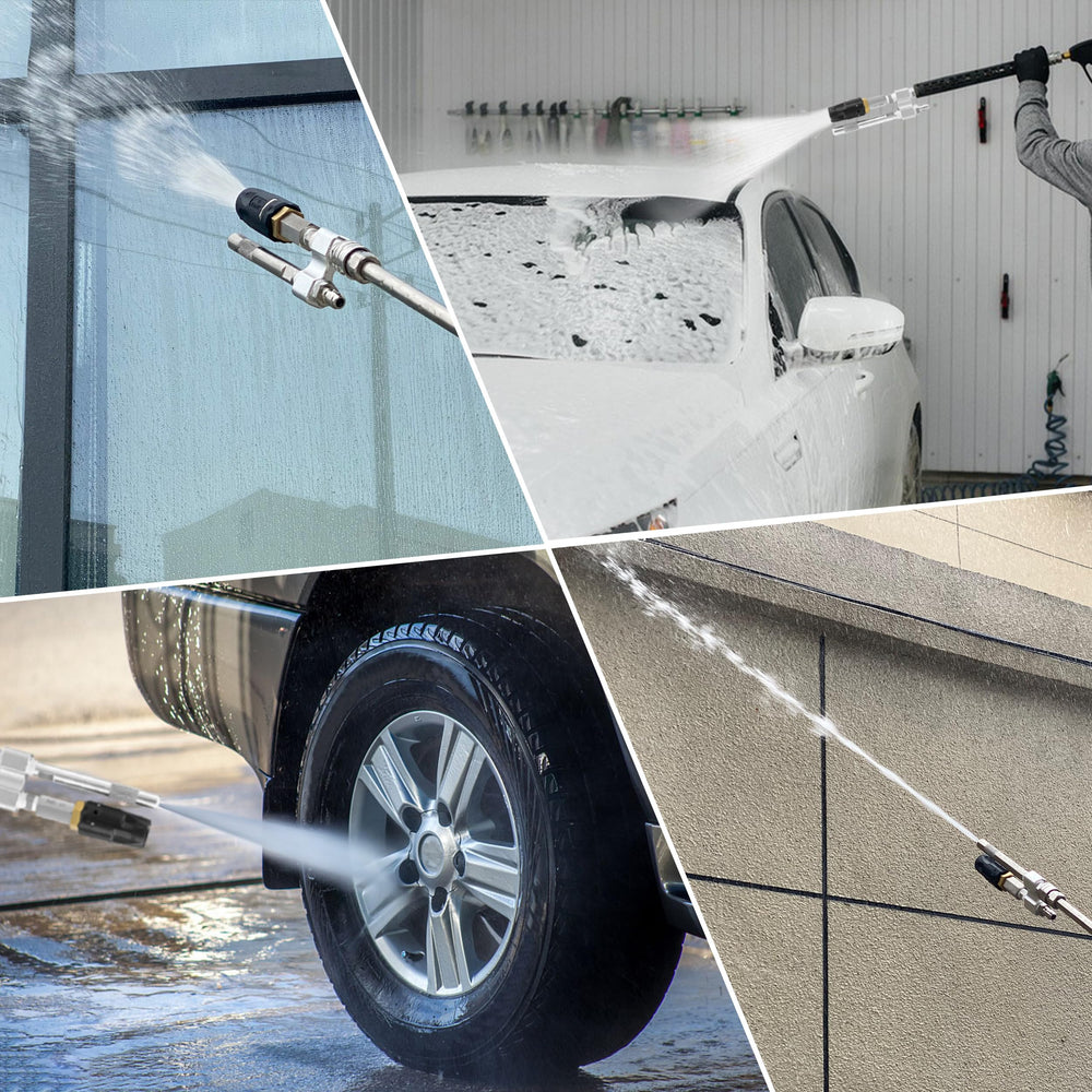 JOEJET M5 spray patterns from 0° to 60° showing cleaning versatility