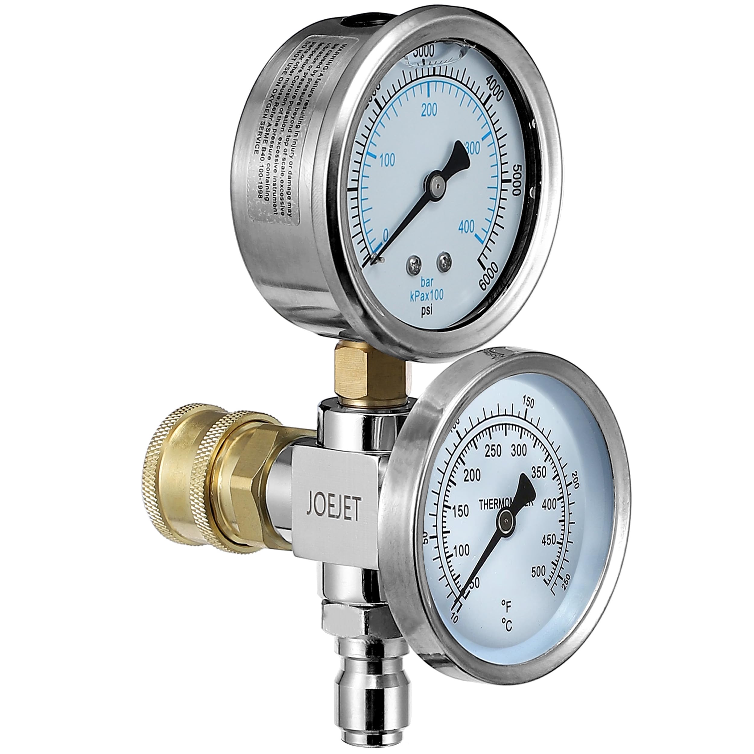 JOEJET front dial showing pressure and temperature for instant control