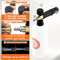 JOEJET foam cannon bottle filled with soap for measured, consistent suds application