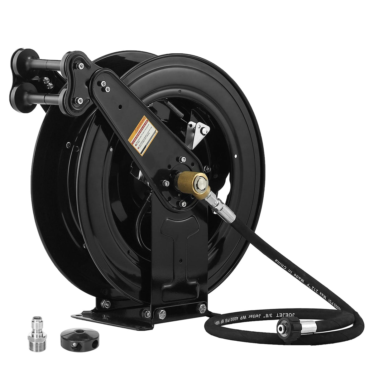 JOEJET front view mounted reel showing tidy hose storage and improved safety