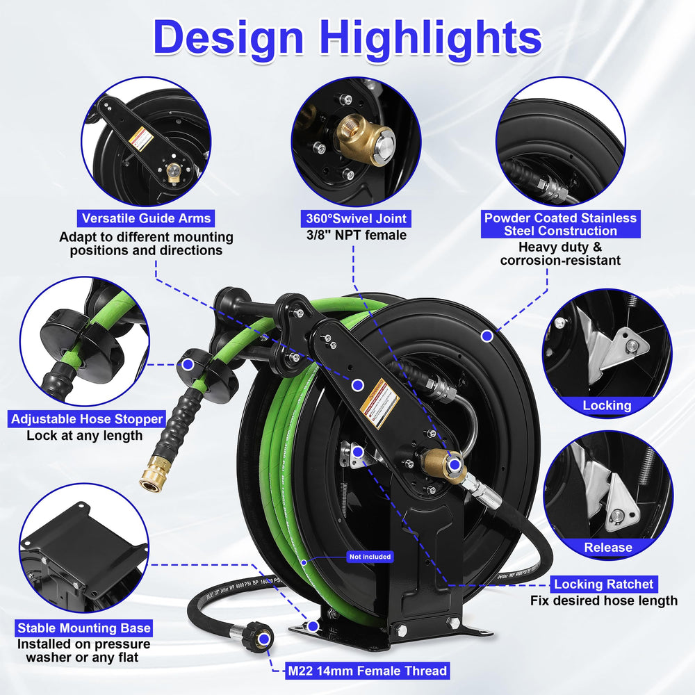 JOEJET inlet hose and adapters included for broad pressure washer compatibility
